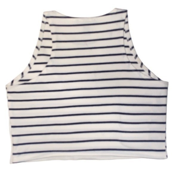 Forever 21 crop top white Blue striped size XL - Picture 5 of 9